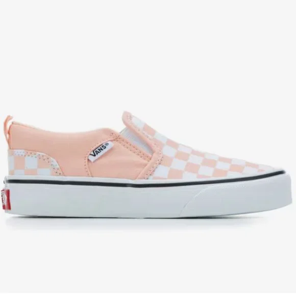 NWB, KIDS' Vans Little Girl Size 2, Asher Slip-On Skate Shoes, Powder Pink - Picture 2 of 7